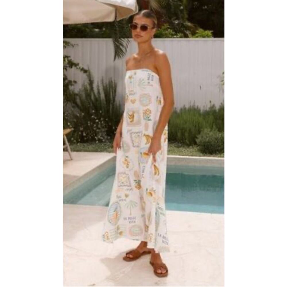 NWOT PAPER HEART Anthropologie Italian Fruit Strapless Maxi Dress & Shacket MED